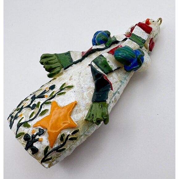 Vintage Snowman Christmas Tree Ornament With Scarf & Star Rustic - Picture 6 of 7